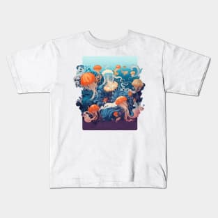 Mysteries of the Sea: Enchanting Jellyfish in the Depths Kids T-Shirt